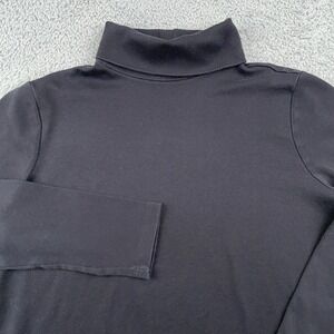 LL Bean Shirt Womens Medium Black Pima Cotton Turtleneck Long Sleeve Casual